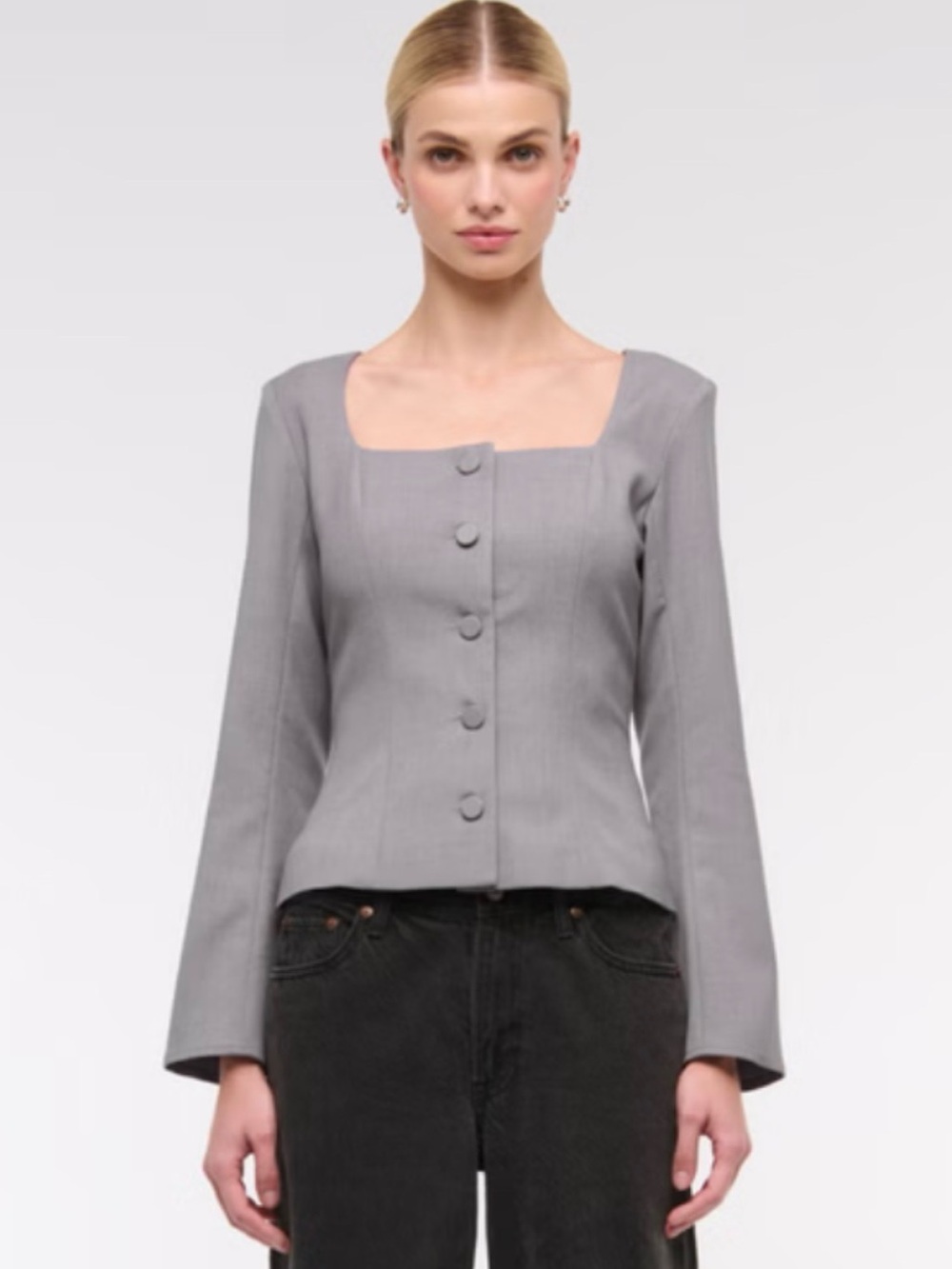 ABERCROMBIE & FITCH
Long-sleeve Squareneck Tailored Vest In Gray - XS NEW